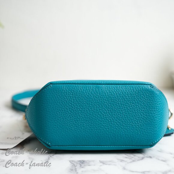 NWT Coach C2815 Karlee Crossbody Bag Pebble Leather in Teal - Picture 7 of 9